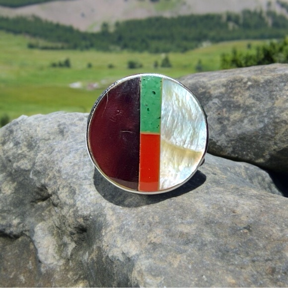 🌺Artisan Sterling & Inlaid Stone Ring - Picture 8 of 13